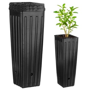Unique Bargains Plastic Deep Drainage Holes Indoor Outdoor Gardening Plant Nursery Pots Black - 1 of 4