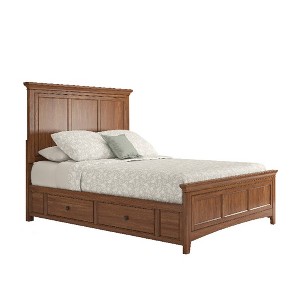 Martha Panel Platform Bed with Two Sides of Storage Queen Size Oak - Inspire Q, Brown
