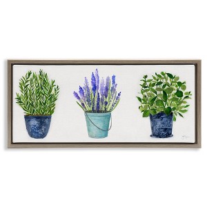 Stupell Industries Varied Potted Plants & Herbs Floating Frame Canvas Art, Brown, 25" x 11" - 1 of 4