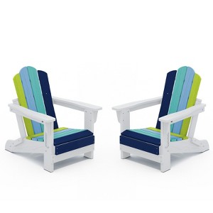 Hyleory Kids’ Outdoor Adirondack Chair Set – Foldable HDPE Children’s Lawn Chairs (2-Piece) - 1 of 4