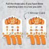 Big Dot of Happiness Fall Pumpkin - Halloween or Thanksgiving Party Game Pickle Cards - Pull Tabs 3-in-a-Row - Set of 12 - 3 of 4