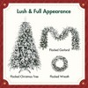 Whisen 3-Piece Pre-Lit Snow-Flocked 6FT Artificial Christmas Tree, 2FT Wreath and 9FT Garland Set with Warm White LED Lights - Green+White - 4 of 4