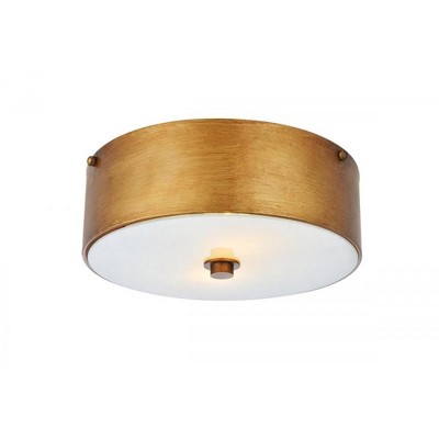 Elegant Lighting Hazen 2 light 12 inch Vintage Gold flush mount