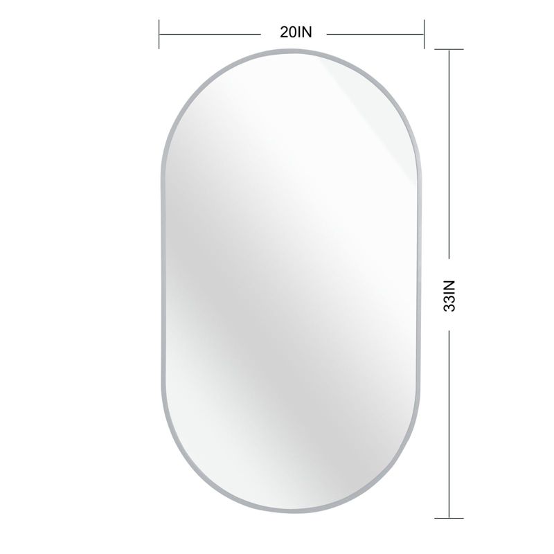 Serio 20"x 30" Modern Oval/Pill Shaped Wall Mount Mirror,Horizontal/Vertical Hanging Aluminum Alloy Frame Mirror-The Pop Home, 4 of 8