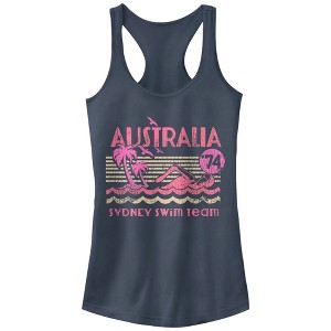 Juniors Womens Lost Gods Australia Swim Team Racerback Tank Top - 1 of 3