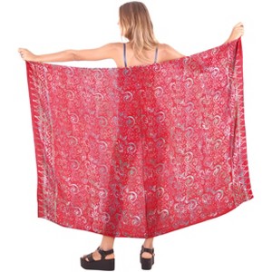 LA LEELA Women's Summer Beach Wrap Bikini Wraps Sarong Coverup Skirt Bathing suit Swimwear Swimsuit Coverup for Women One Size Red, Abstract - 1 of 4