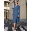 INSPIRE CHIC Women's Notch Lapel Wrap Neck Long Sleeve A-Line Midi Pleated Dress - 4 of 4