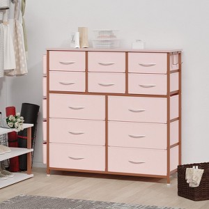 Whizmax 12 Dresser Drawer for Bedroom, Chest of Drawers, Wide Fabric Storage Drawer with Wood Tabletop for Kids Room, Closet, Hallway, Entryway - 1 of 4