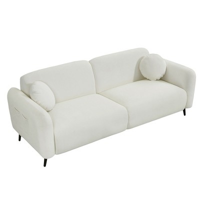 NicBex 83.9 Inch Modern Upholstered 2-Seater Sofa with 2 Throw Pillows for Living Room,Office,Apartment