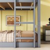 Whisen Rubber Wood Detachable Triple Twin Bunk Bed with Two Built-in Ladders and Guardrails - 4 of 4