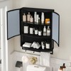 23.62" Modern Arched Double-Door Wall Cabinet with Shatterproof Mirror, Two Shelves, Open Shelf & Towel Rack for Bathroom - 3 of 4