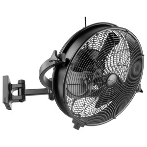 Mule 18 Inch Adjustable Outdoor Wall Mounted Fan with Omni-Reach Extended Arm, 3 Speeds, Damp Rated Adjustable Airflow, Matte Black - 1 of 4