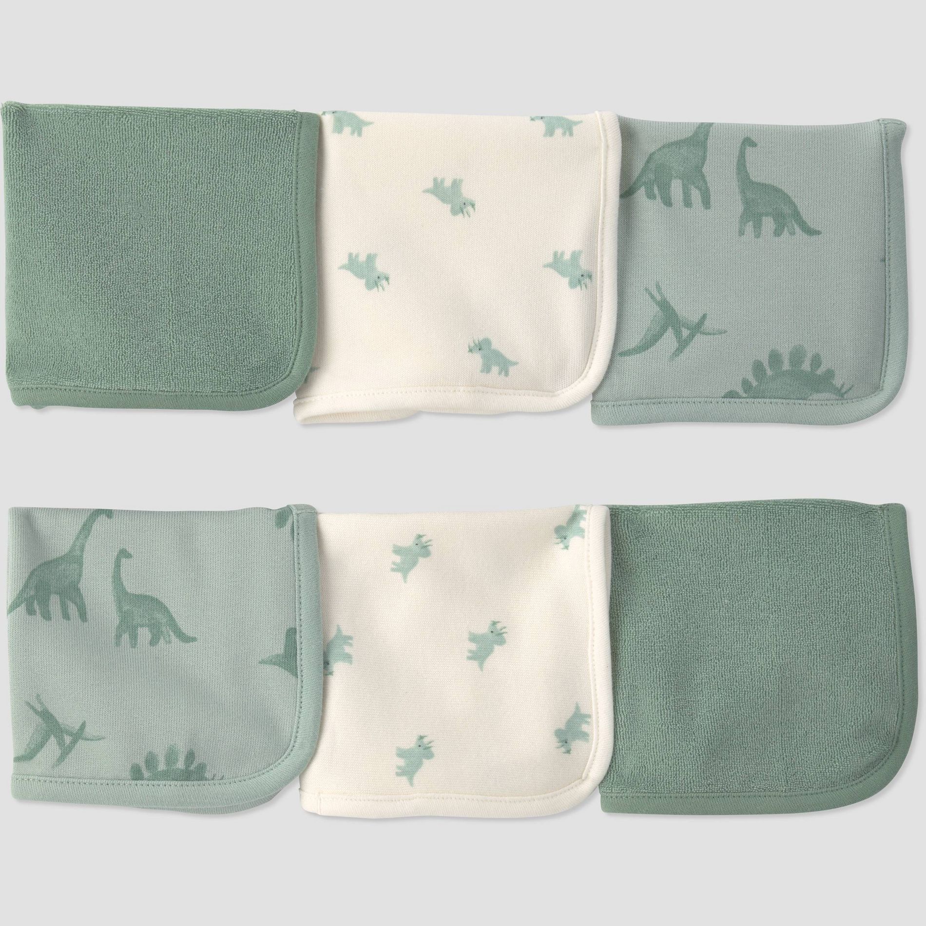 Carter's Just One You® Baby 6pk Washcloth - Green Dino