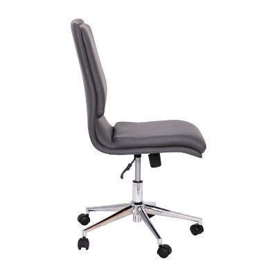 Ergonomic Gray LeatherSoft Swivel Task Chair with Chrome Base