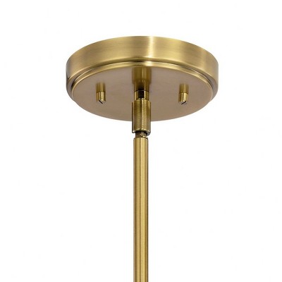 Art Deco Brushed Brass 3-Light Chandelier with Clear Fluted Shades