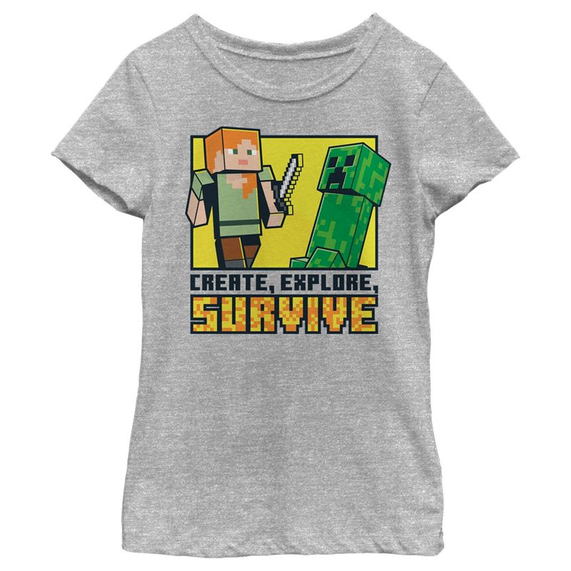 Girl's Minecraft Create Explore Survive T-Shirt, 1 of 6