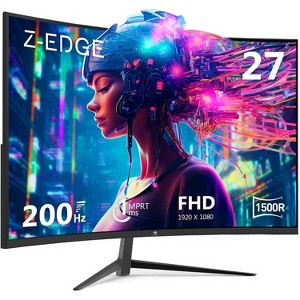 Z-EDGE 27" 200Hz Curved Gaming Monitor, 1ms FHD (1920x1080) Computer Monitor, 99% sRGB HDR10 HDMI & DP Port, Support Freesync and Wall Mount - 1 of 4