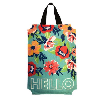 Briarwood Lane Hello Floral Burlap Door Hanger Spring Embroidered
