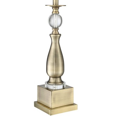 Brass Candlestick Table Lamp with Double Drum Shade