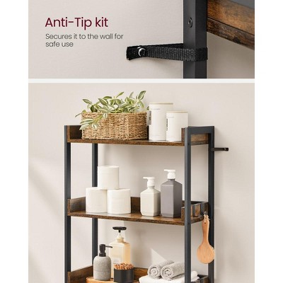 Rustic Brown and Black 3-Tier Over-the-Toilet Storage Rack