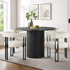 5-Piece Round Dining Table Set, Modern Pedestal Table and Upholstered Fabric Dining Chairs with Metal Legs, Kitchen Dining Set for 4-Maison Boucle - 2 of 4