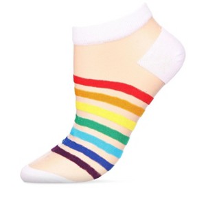Memoi Women's See The Rainbow Sheer Cotton Blend Low-Cut Socks White 9-11 - 1 of 3