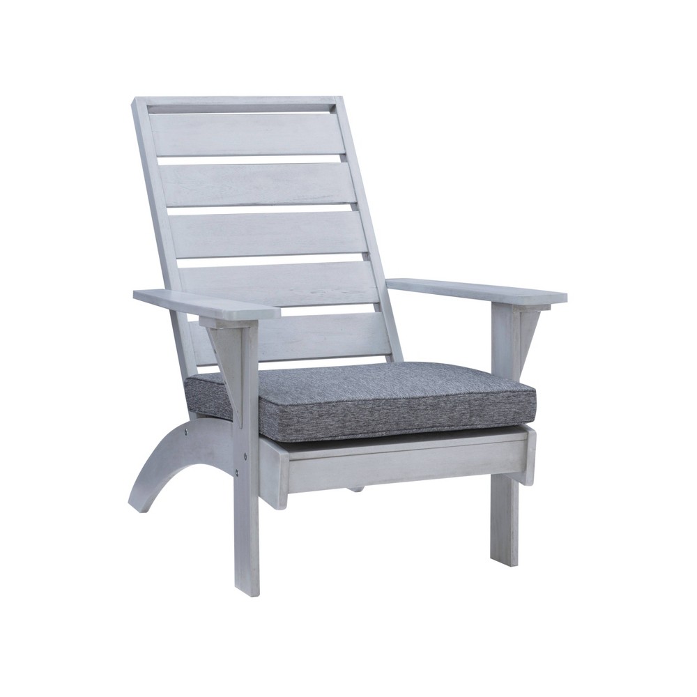 Photos - Garden Furniture Linon Rockport Outdoor Acacia Wood Chair with Cushion Gray  