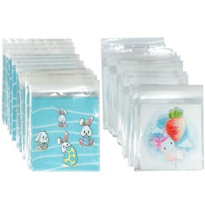 Wrapables Transparent Self-Adhesive 4" x 4" Candy and Cookie Bags, Favor Treat Bags for Parties and Wedding (200pcs), Bunnies - 1 of 4