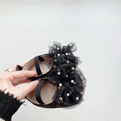 MyKids-Usa Spring and Summer Baby Girl Fashion Beaded Tulle Patchwork Toddler Soft-Sole Anti-slip Walking Shoes