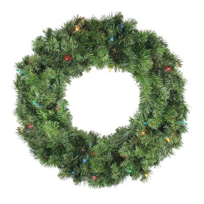 Northlight 24" Prelit Canadian Pine Artificial Christmas Wreath - Multi Lights