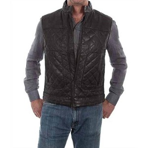 Men's 's Lambskin Leather Black Vest - Scully - 1 of 2