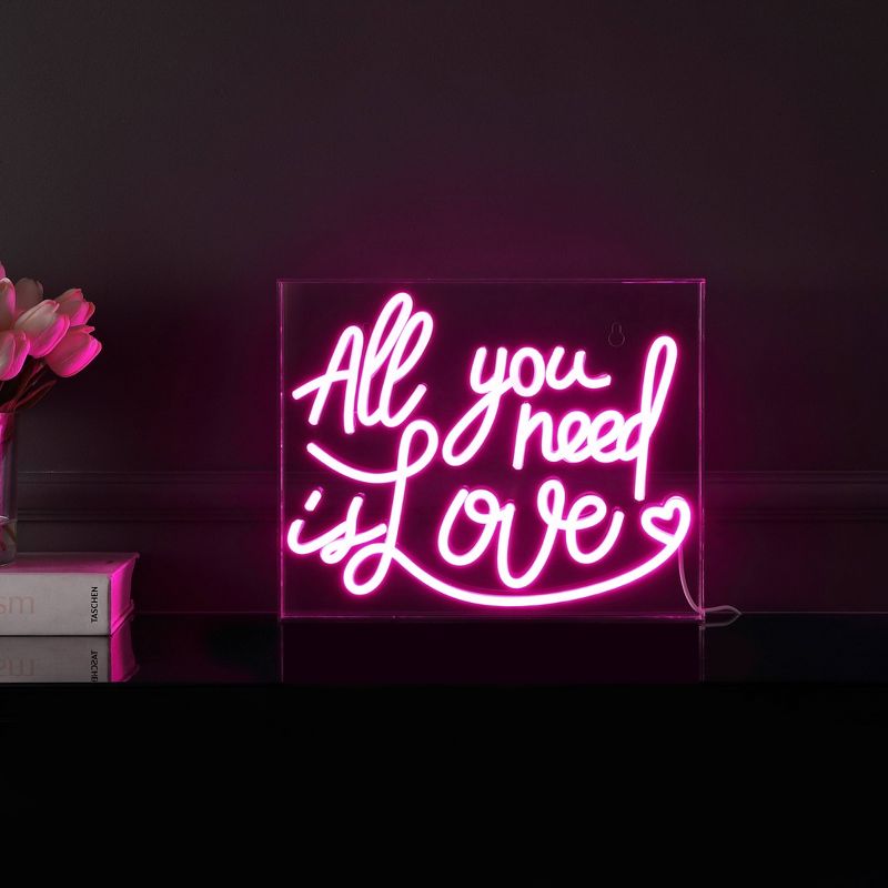 13.7&#34; X 10.9&#34; All You Need is Love Contemporary Glam Acrylic Box USB Operated LED Neon Light Pink - JONATHAN Y, 5 of 7
