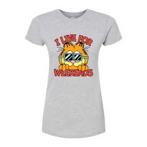 Women's - Garfield - I Live For Weekends Fitted Graphic T-Shirt - 1 of 3