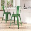 Merrick Lane Metal Stool with Removable Back for Indoor-Outdoor Use - 2 of 4