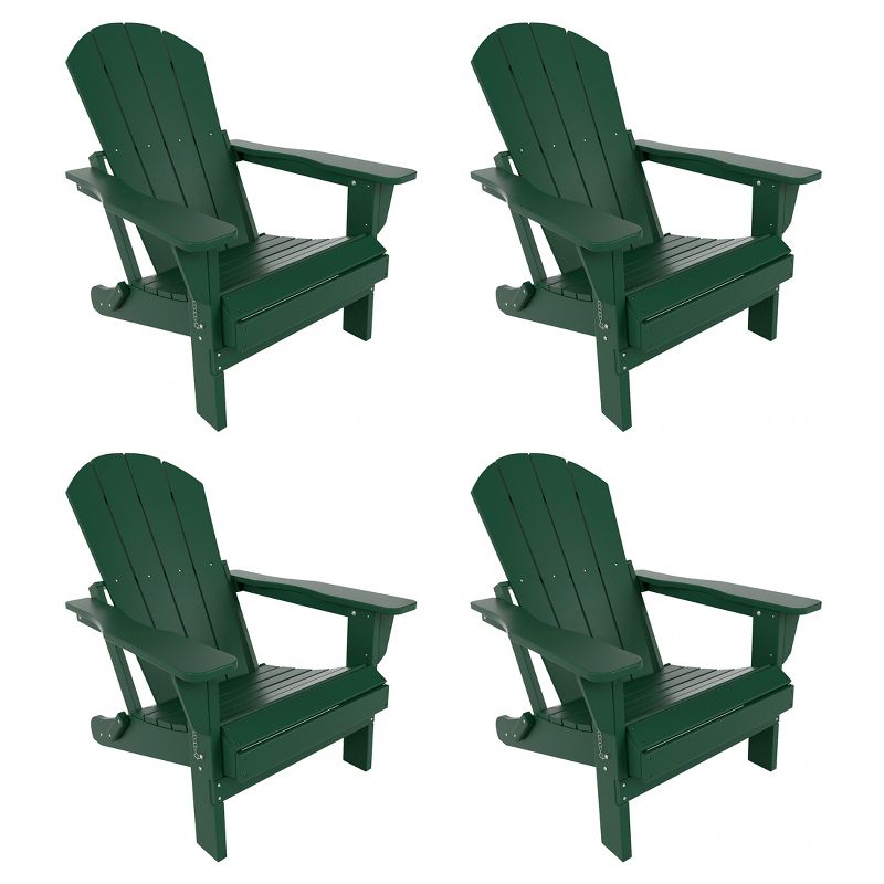 WestinTrends Malibu HDPE Outdoor Patio Folding Poly Adirondack Chair (Set of 4), 4 of 12