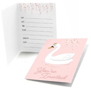 Big Dot of Happiness Swan Soiree - Fill In White Swan Baby Shower or Birthday Party Invitations (8 count) - 1 of 4