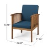 GDFStudio Oliver Outdoor Acacia Wood Club Chairs with Cushions (Set of 2) - 3 of 4
