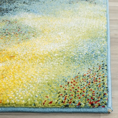 Galaxy Blue and Multicolor Abstract Power Loomed Area Rug