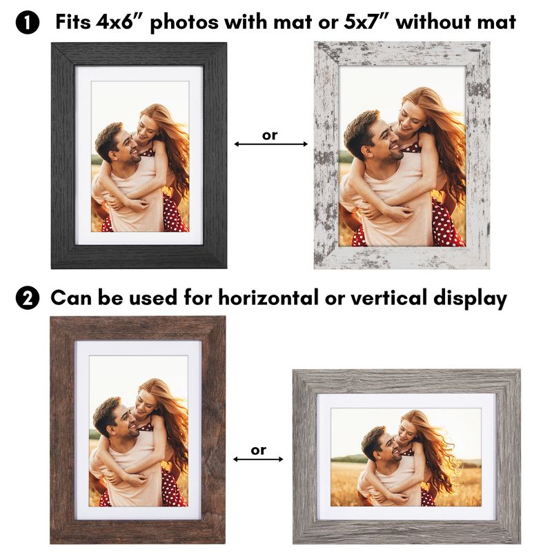 Americanflat Picture Frame Set With Mat - Perfect for Farmhouse Decor - 4 Pack, 4 of 8