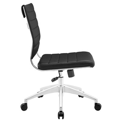 Black Vinyl Armless Midback Swivel Office Chair
