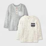 Toddler Boys' 2pk Henley Long Sleeve T-Shirt - Cat & Jack™ Cream/Gray