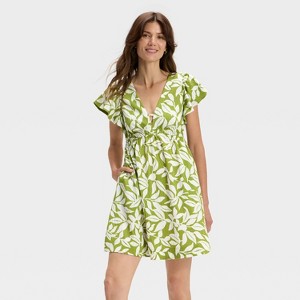 Women's Flutter Short Sleeve Mini A-Line Dress - A New Day™ - 1 of 3