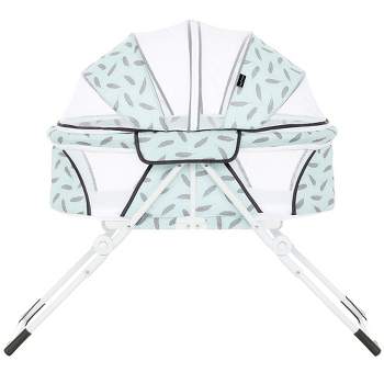 Dream On Me JPMA Certified Karley Plus Portable Bassinet With Removable Canopy And Folding Legs in Ice Blue