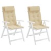 vidaXL Chair Cushion Outdoor High Back Chair Cushion Seat Pad Oxford Fabric - Beige 2 pcs - 4 of 4