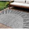 Charcoal Gray And Silver Abstract Washable Indoor Outdoor Area Rug - 2 of 4