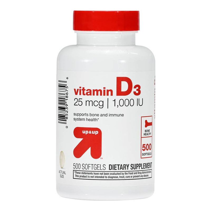 Vitamin D3 Bone Health Dietary Supplement Softgels - 500ct - up &#38; up&#8482;, 3 of 8