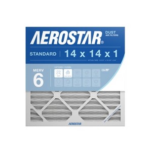 Aerostar 14x14x1 MERV 6 Pleated Air Filter, AC Furnace Air Filter, 12PK (Actual Size: 13 3/4"x13 3/4"x3/4") - 1 of 1