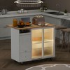 NicBex Modrn Kitchen Island with Drop Leaf & Adjustable Shelves,Rolling Kitchen Cart with Slide-Out Storage,Storage Cabinet Folding Dining Table - 3 of 4