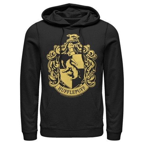 Men s Harry Potter Hufflepuff House Crest Pull Over Hoodie Black 2X Large