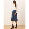 Allegra K Women's High Waist Solid Button Front A-Line Belted Corduroy Midi Skirt - 3 of 4